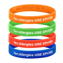 Load image into Gallery viewer, alert allergies use epipen wristbands
