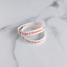 Load image into Gallery viewer, White Diabetes type 2 wristband
